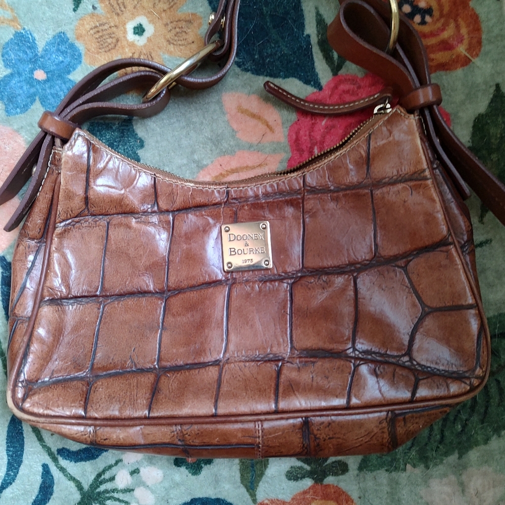 Dooney & Bourke Tan Croc-Embossed Shoulder Bag